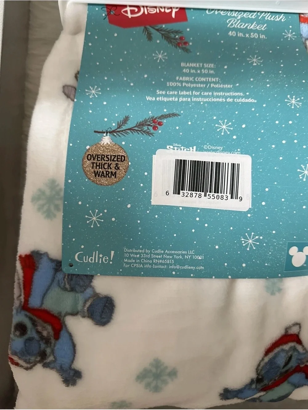 Disney stitch Christmas blanket nwt.